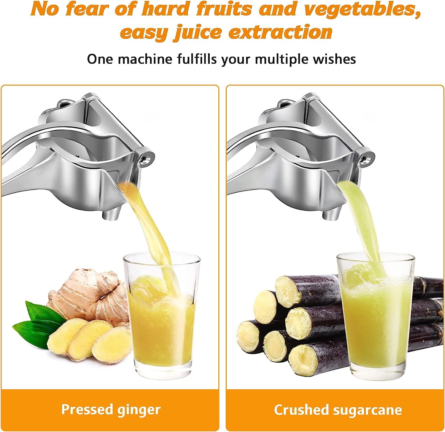 UZQIC Hand Press Juicer Machine Aluminium Manual Fruit Squeezer Orange Heavy Duty Multipurpose For Fruits, Ergonomic Handle Desi